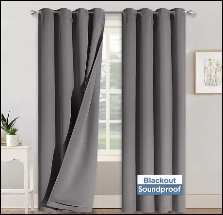 RYB HOME Soundproof Curtains 84 inches - 3 Layers Blackout Curtains Noise Cancelling Thermal Insulted Drapes for Door Window Living Room Room Divider...