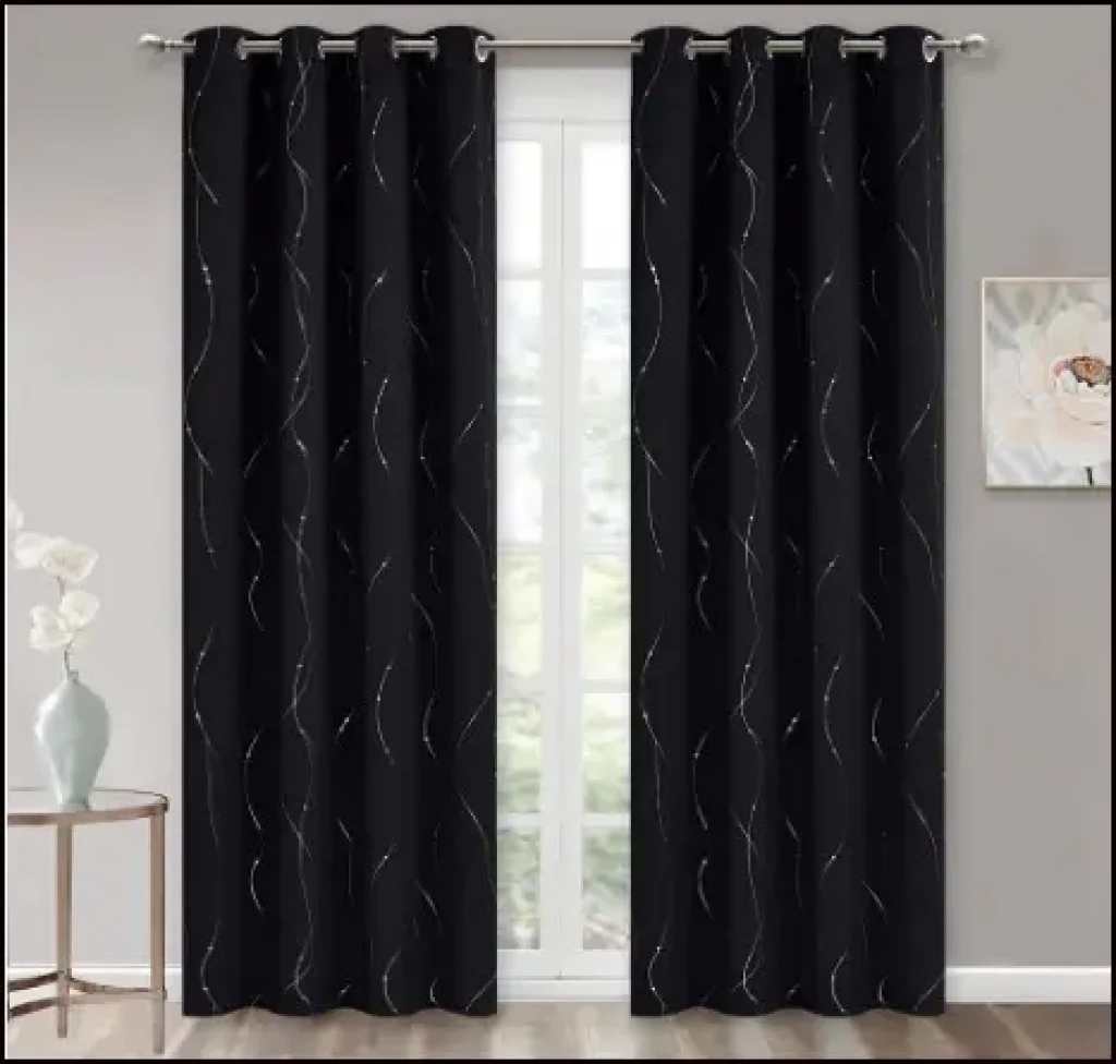 StangH Printed Blackout Curtains for Patio Door - Wave Line with Dots Printed Heavy Duty Thermal Insulated Curtains Soundproof Curtain Panels for Living...